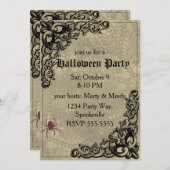 ヴィンテージウィッチとパンプキンハロウィーンコラージュ 招待状 (正面/裏面)