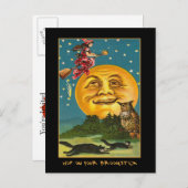 ヴィンテージウィッチオーバームーン付き血文字招待状 インビテーションポストカード (正面/裏面)