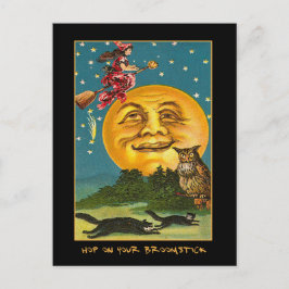 ヴィンテージウィッチオーバームーン付き血文字招待状 インビテーションポストカード