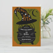 ヴィンテージウィッチカルドロングリーンハローウィンパーティレトロ 招待状 (スタンド正面)