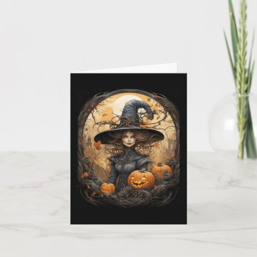 ヴィンテージウィッチクラフトウィッカ信者ゴシック様式ウィッチーハロウィーン カード (正面)
