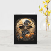 ヴィンテージウィッチクラフトウィッカ信者ゴシック様式ウィッチーハロウィーン カード (黄色い花)