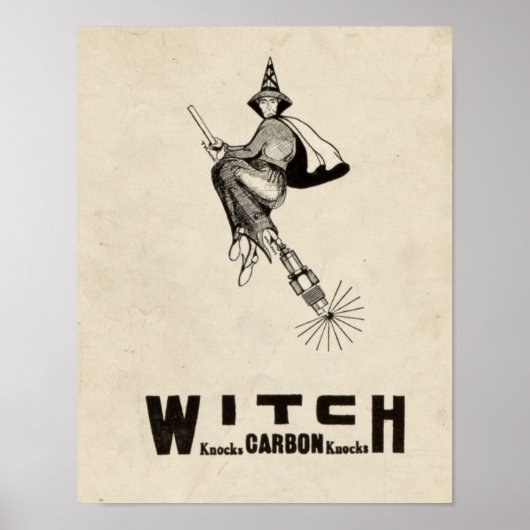 ヴィンテージウィッチハットブロムスティックハロウィンおもしろい ポスター (正面)