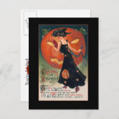 ヴィンテージウィッチハロウィングリーティング付き/血文字 インビテーションポストカード (正面/裏面)