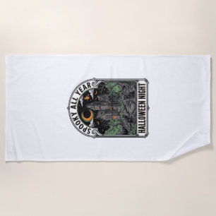 ヴィンテージウィッチハロウィンハウンテッドハウスTシャツ_1 ビーチタオル