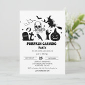 ヴィンテージウィッチハロウィーンカボチャ彫刻パーティー 招待状 (スタンド正面)