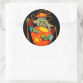 ヴィンテージウィッチハロウィーンステッカー ラウンドシール (バッグ)