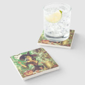 ヴィンテージウィッチハロウィーンピンアップ ストーンコースター (横)