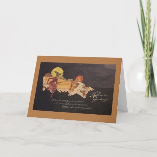 ヴィンテージウィッチハロウィーン用グリーティングカード カード (正面)