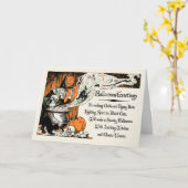 ヴィンテージウィッチハロウィーン用挨拶カード カード (黄色い花)