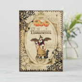 ヴィンテージウィッチハローウィンパーティ招待状カード 招待状 (スタンド正面)