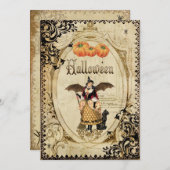 ヴィンテージウィッチハローウィンパーティ招待状カード 招待状 (正面/裏面)