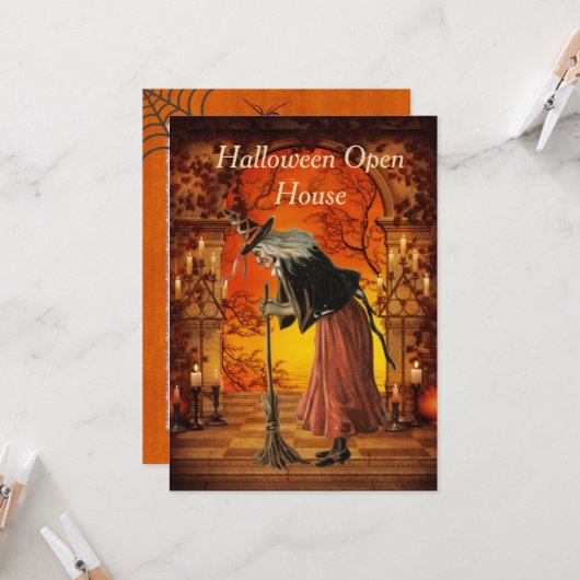 ヴィンテージウィッチハローウィンパーティ招待状 招待状 (正面/裏面インサイチュ)