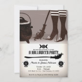 ヴィンテージウィッチハローウィンパーティ招待状 招待状 (正面)