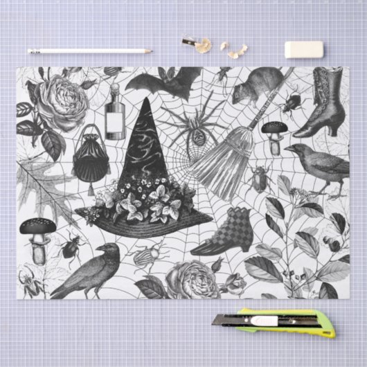ヴィンテージウィッチフローラハロウィーンエフエメラ 薄葉紙 (クラフト)