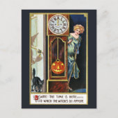 ヴィンテージウィッチブラックキャットパンプキンハロウィーン シーズンポストカード (正面)