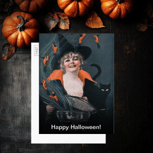 ヴィンテージウィッチブリーロブスターキャットラージポストカード 招待状