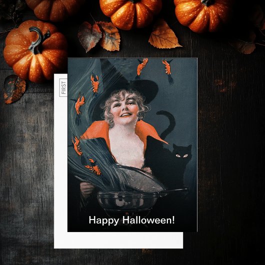 ヴィンテージウィッチブリーロブスターキャットラージポストカード 招待状