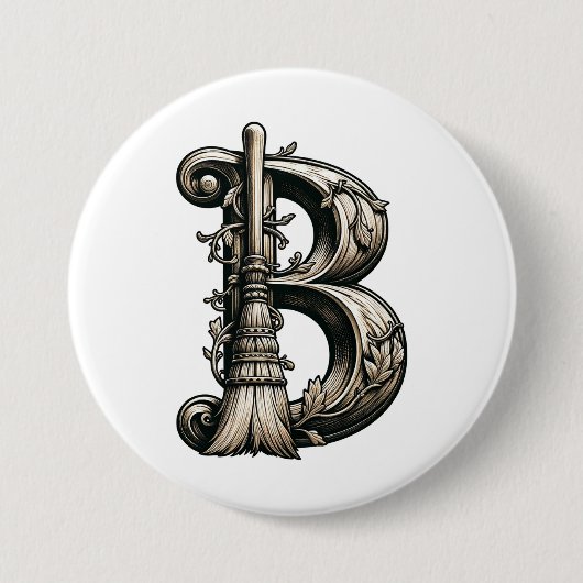 ヴィンテージウィッチブルームBハロウィン 缶バッジ (正面)