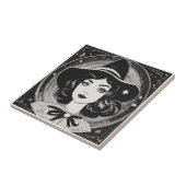 ヴィンテージウィッチポートレート白黒レトロ タイル (側面)