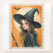 ヴィンテージウィッチ切手 ガラスコースター (正面)