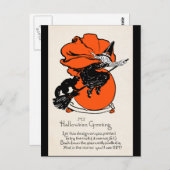 ヴィンテージウィッチ黒猫あいさつ文 ポストカード (正面/裏面)