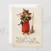 ヴィンテージウィッチ黒猫の休日はがき シーズンポストカード (正面/裏面)