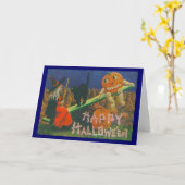 ヴィンテージウィッチ&ジャックランタン遊タイムカード カード (黄色い花)