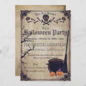 ヴィンテージウィッビクトリアンチゴシックハローウィンパーティ 招待状 (正面/裏面)