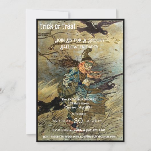 ヴィンテージウィッ不気味チハローウィンパーティ招待状 招待状 (正面)