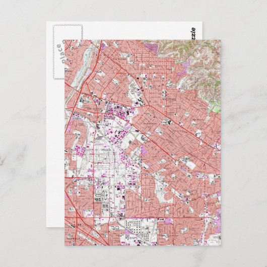 ヴィンテージウィティエ・カリフォルニアの地図（1965年） ポストカード (正面/裏面)