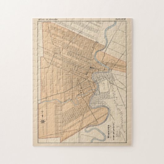 ヴィンテージウィニペグ・カナダの地図(1906年) ジグソーパズル (縦)