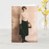 ヴィンテージウィメンズフォイルフェンシングノートカード カード (黄色い花)