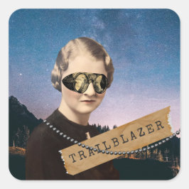 ヴィンテージウィメントレーラーブラザーナイトスカイポップ・アートのアート スクエアシール