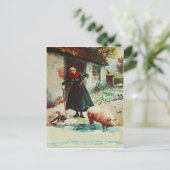 ヴィンテージウィメンピグダックスセントパトリックのデイカード ポストカード (スタンド正面)