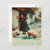 ヴィンテージウィメンピグダックスセントパトリックのデイカード ポストカード (正面/裏面)