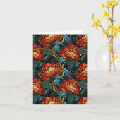 ヴィンテージウィリアムインスパイアモリス赤牡丹の花 カード (黄色い花)