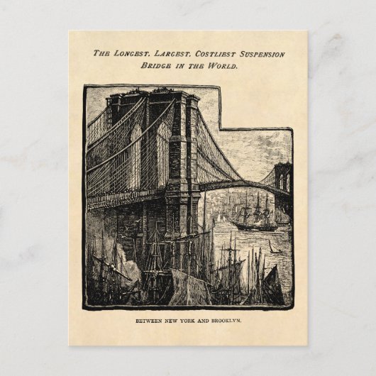 ヴィンテージウィリアムズバーグブルックリンブリッジニューヨークシティ ポストカード (正面)