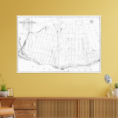 ヴィンテージウィリアムズバーグ・ブルックリンの地図（1827年） キャンバスプリント (インサイチュ (リビング))