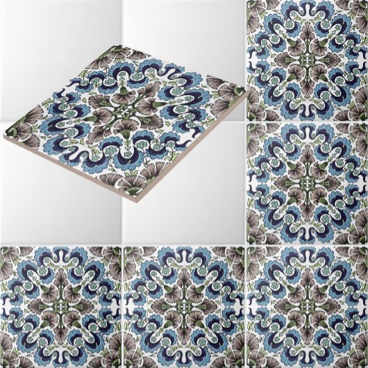 ヴィンテージウィリアムデモーガンフローラルパターン タイル