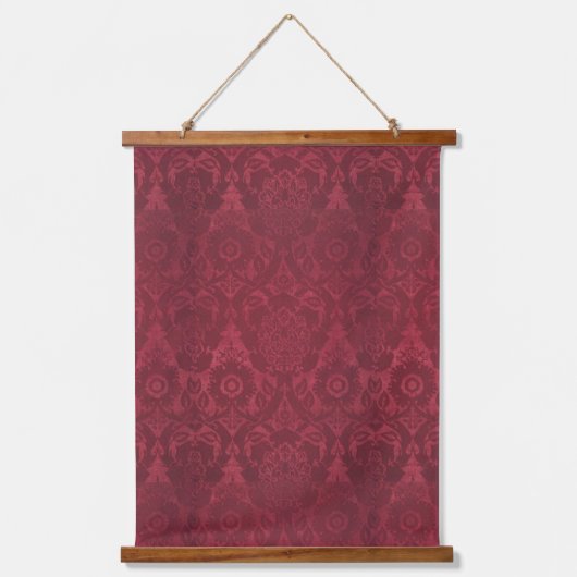 ヴィンテージウィリアムモリスアコーンエンボスベルベット 吊り下げ型タペストリー (正面)