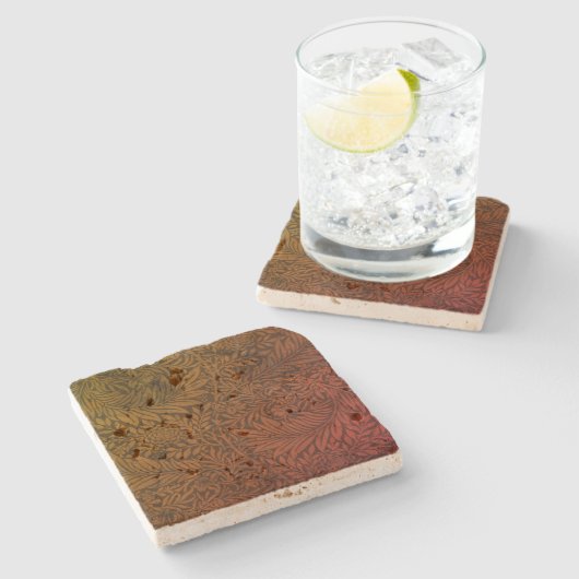 ヴィンテージウィリアムモリスオレンジラークスパーボタニカル ストーンコースター (横)