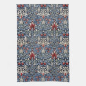 ヴィンテージウィリアムモリスカタムケスヘッド油留赤 キッチンタオル (縦)