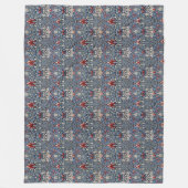 ヴィンテージウィリアムモリスカタムケスヘッド油留赤 フリースブランケット (正面)