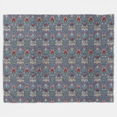 ヴィンテージウィリアムモリスカタムケスヘッド油留赤 フリースブランケット (正面(横))