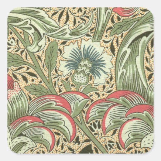 ヴィンテージウィリアムモリスコーンクルフラワー スクエアシール (正面)