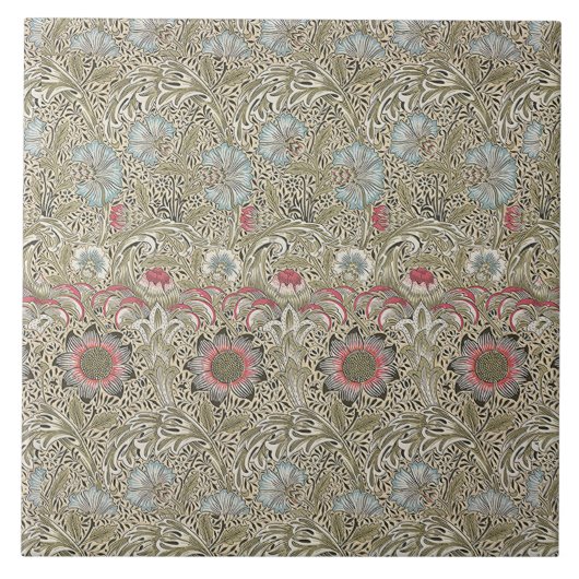 ヴィンテージウィリアムモリスコーンクルフラワー タイル (正面)