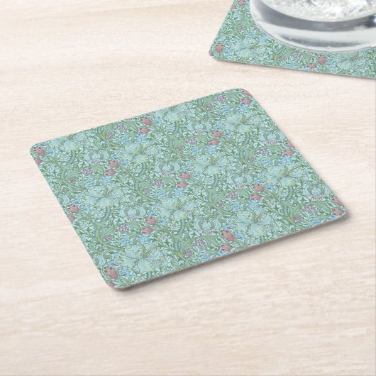 ヴィンテージウィリアムモリスゴールデンリリー スクエアペーパーコースター (アングル)