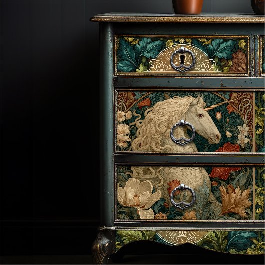 ヴィンテージウィリアムモリススタイルアールヌーボーユニコーン 薄葉紙