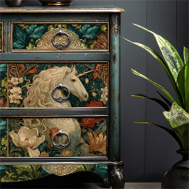 ヴィンテージウィリアムモリススタイルアールヌーボーユニコーン 薄葉紙